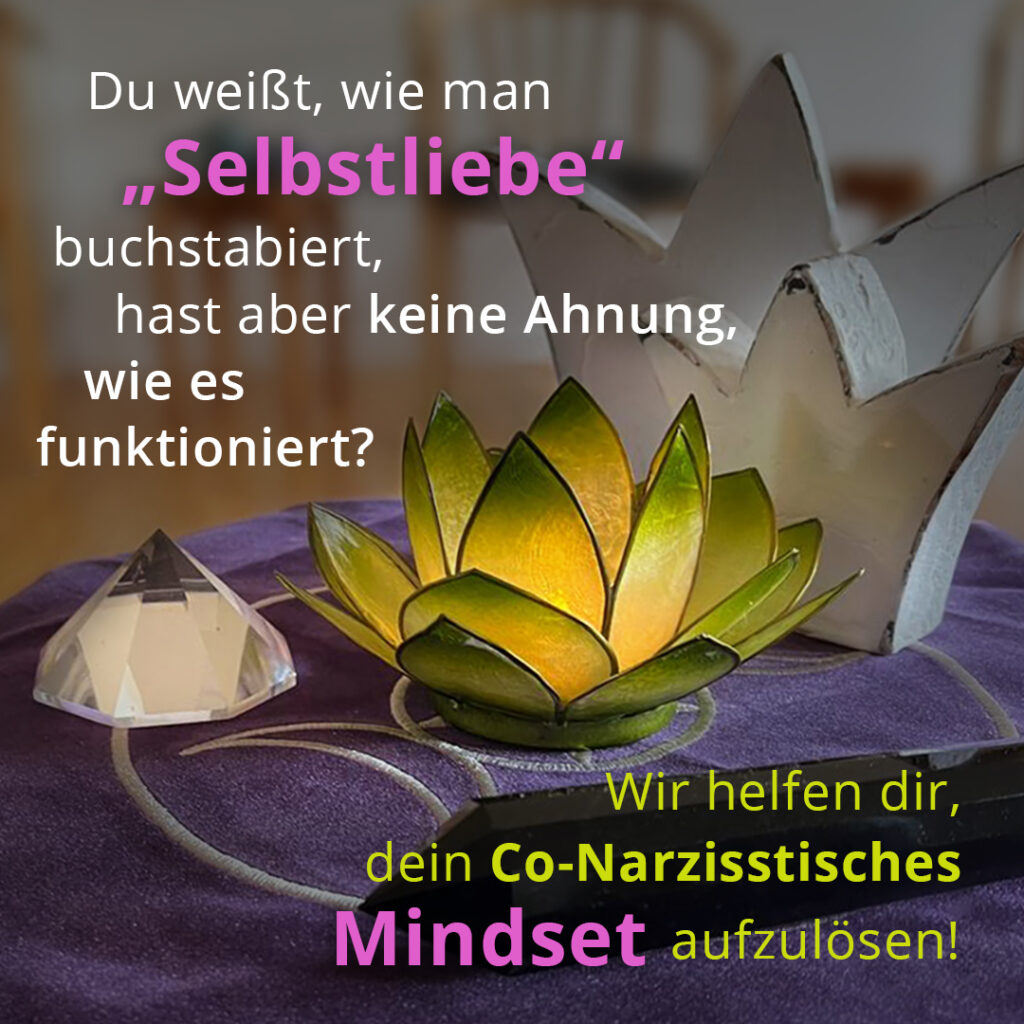 Du weißt, wie man "Selbstliebe" buchstabiert, hast aber keine Ahnung wie es funktioniert? Wir helfen dir, dein Co-Narzisstisches Mindset aufzulösen.